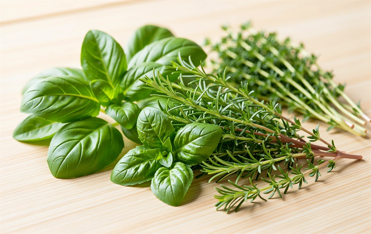 Frische Kräuter und Gemüse für gesunde Ernährung